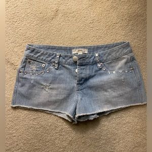 rhinestone low waisted jean shorts